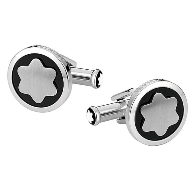 Montblanc Star Cufflink steel Black with  Silver  