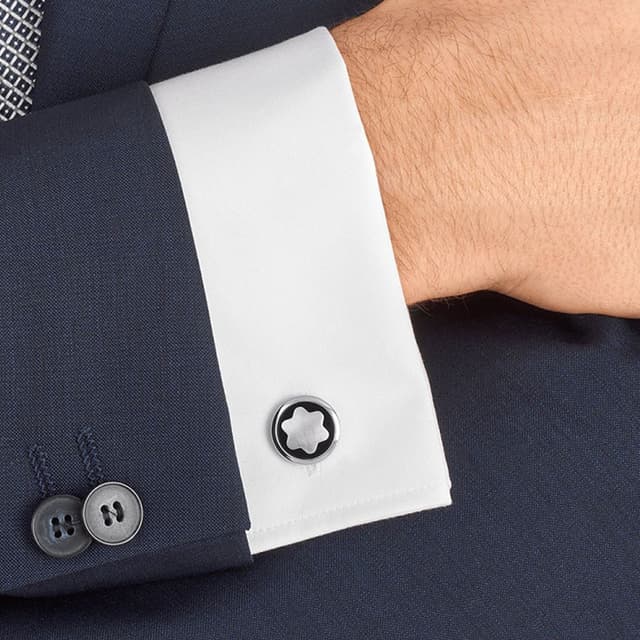 Montblanc Star Cufflink steel Black with  Silver  