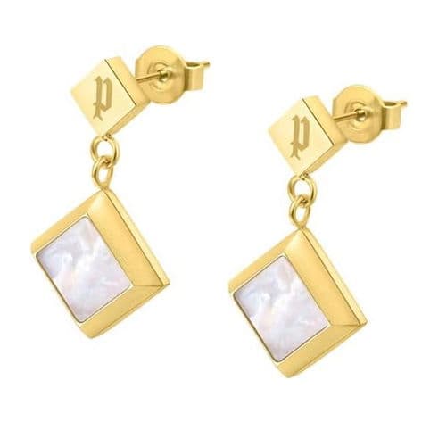 Police BLATANT ladies earring steel gold with MOP 