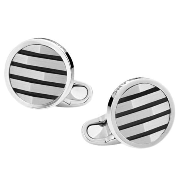 Montblanc Cufflink round in silver with geometric inlay