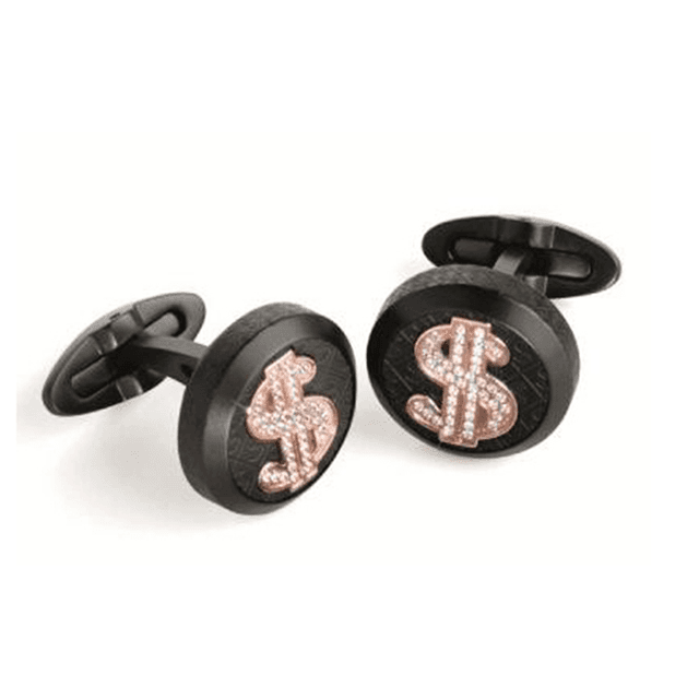 Montegrappa Cash Cufflink Rose Gold Color With Black