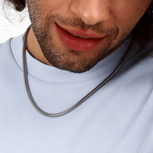 سلسال بايسك من سيكتور للرجال استيل لون فضى 