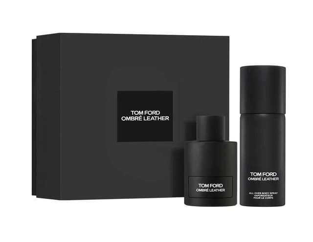 طقم عطر توم فورد أومبري ليذر للرجال 100مل + سبراي للجسم
