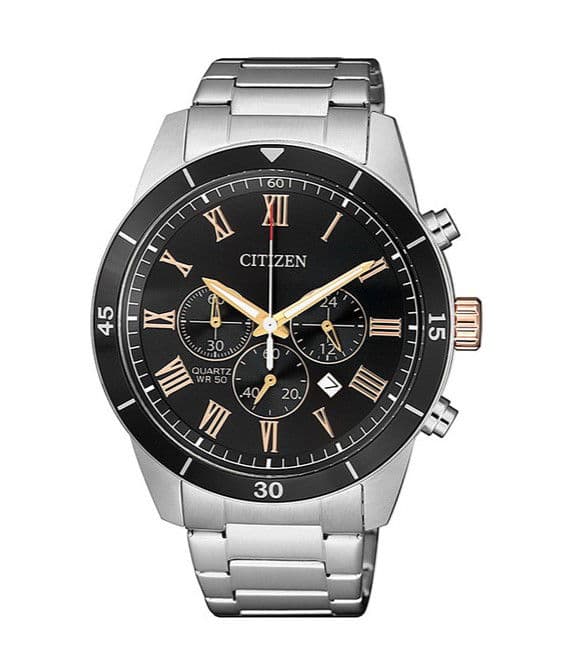 Citizen Men's Chronograph Watch - Stainless Steel & Black Dial
