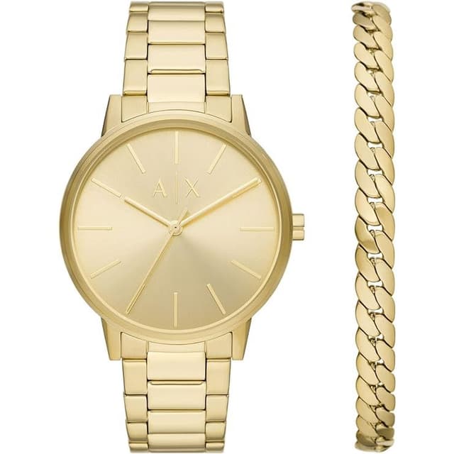Armani Exchange men watch set with 2 pcs gold 