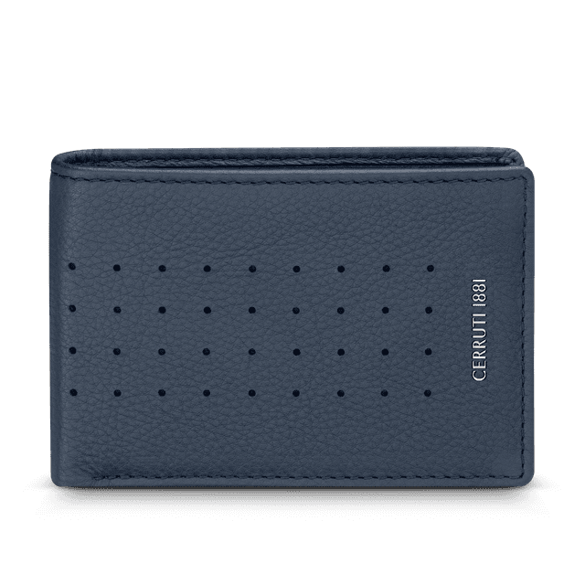 Cerruti 1881 men leather wallet 6 cards navy blue 