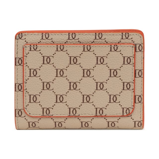 Dici Milano Beige Monogram Wallet with Orange 