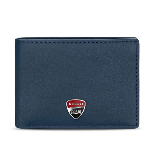 Ducati LUCCA wallet for men 8cc blue leather