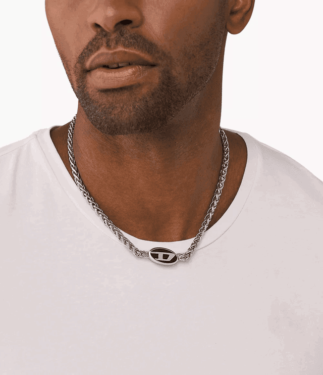 سلسال من ديزل للرجال استيل لون فضى لامع 