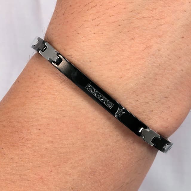 Maserati logo bracelet for gent stainless steel silver , Black 
