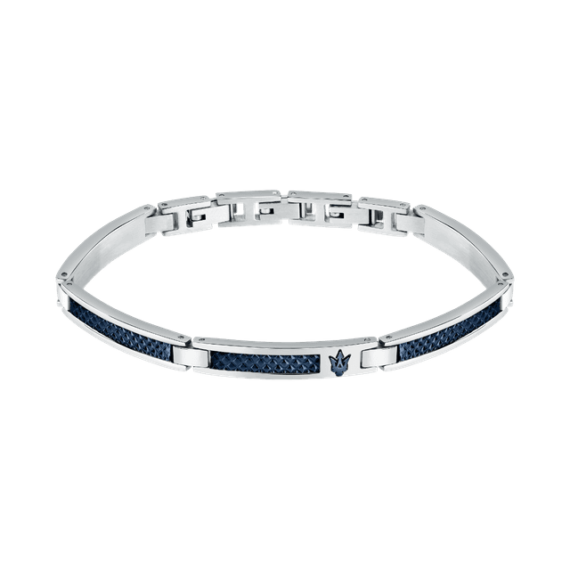 Maserati Men logo print bracelet silver , Blue size 18cm