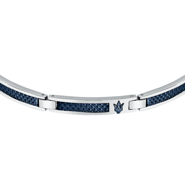 Maserati Men logo print bracelet silver , Blue size 18cm