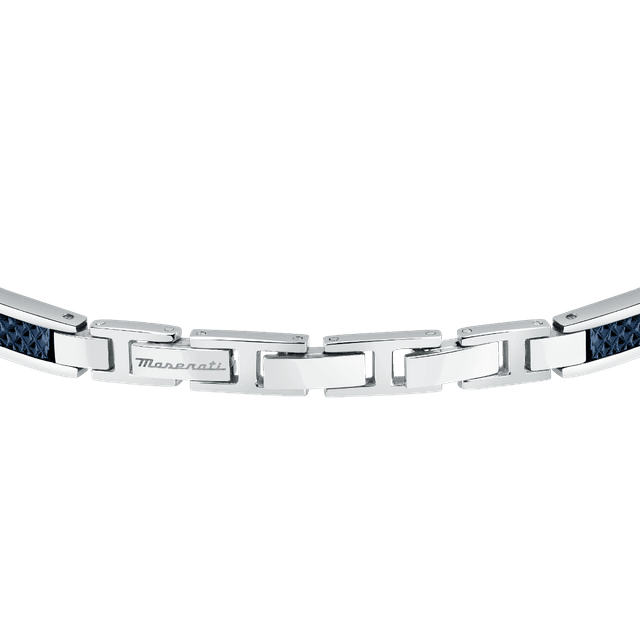 Maserati Men logo print bracelet silver , Blue size 18cm