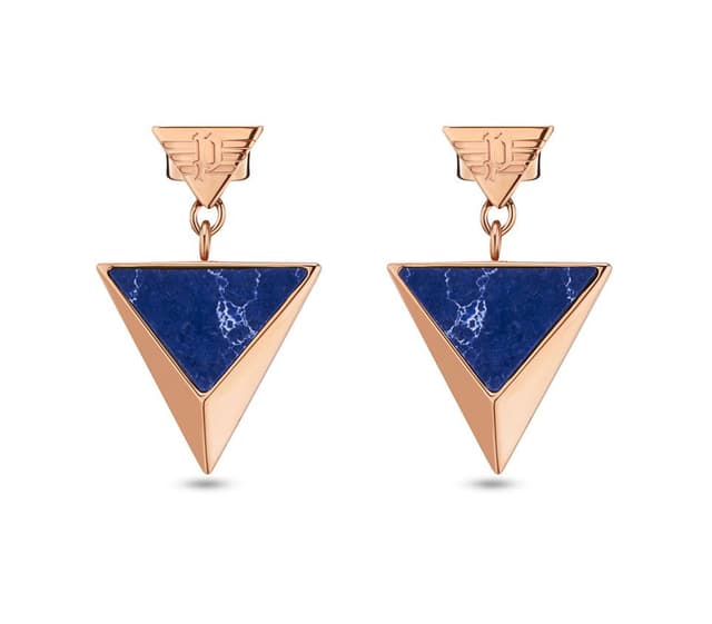 Police DELTA women earring steel rose gold with blue pearl