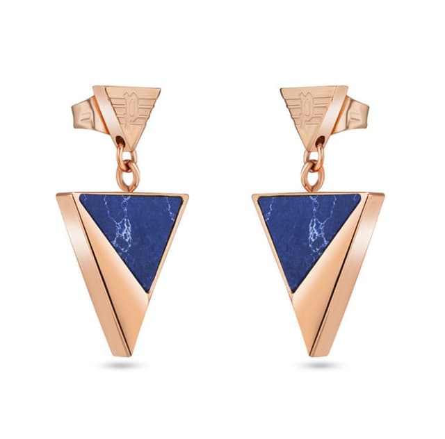 Police DELTA women earring steel rose gold with blue pearl