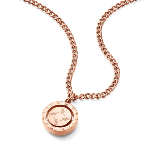 Police necklace for women steel rose gold with Blue