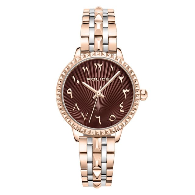 Police watch with Arabic number for women burgundy , Rose gold