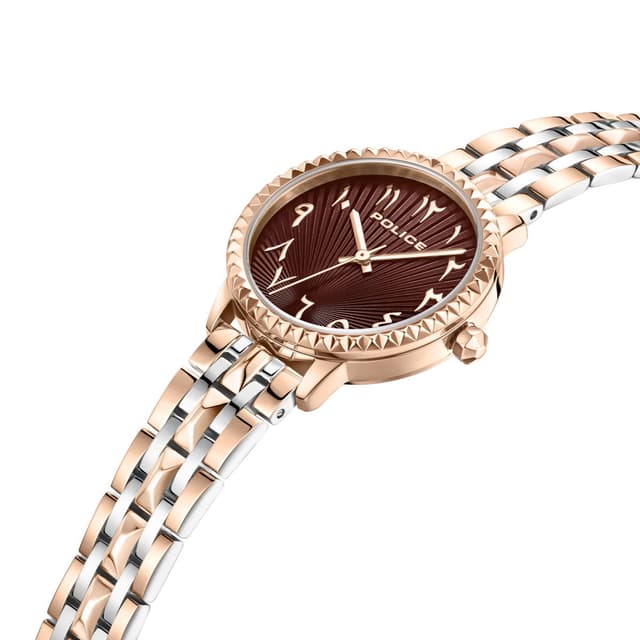 Police watch with Arabic number for women burgundy , Rose gold