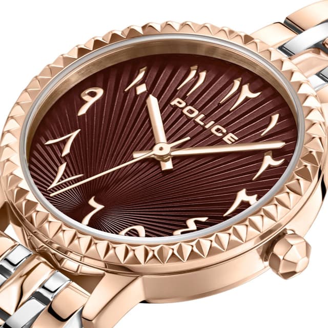 Police watch with Arabic number for women burgundy , Rose gold