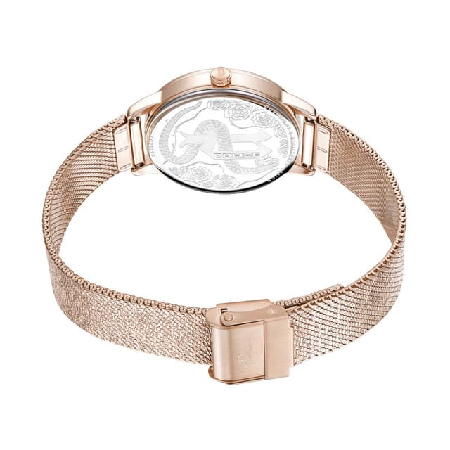 Police ladies Quarts watch blue with steel rose gold strap