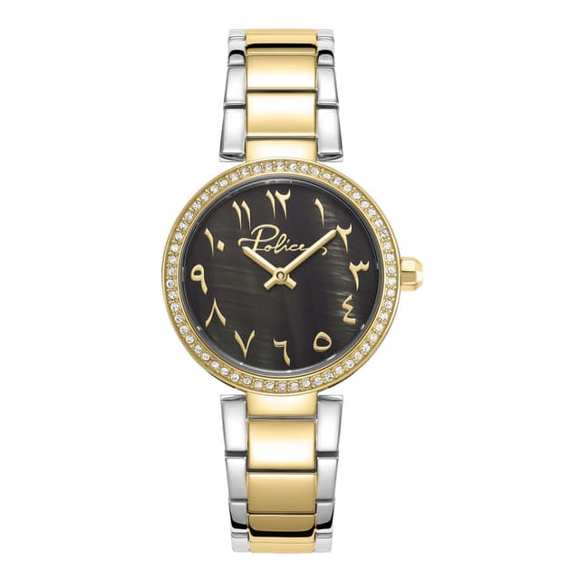 Police watch with Arabic number for women gold , Black