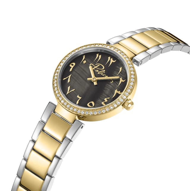 Police watch with Arabic number for women gold , Black