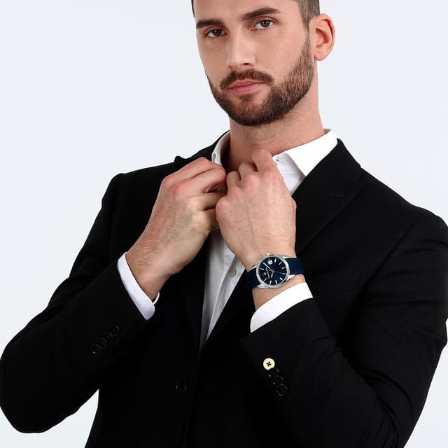  ساعة يد مازيراتي أترازوني للرجال - ميناء أزرق وسوار سيليكون