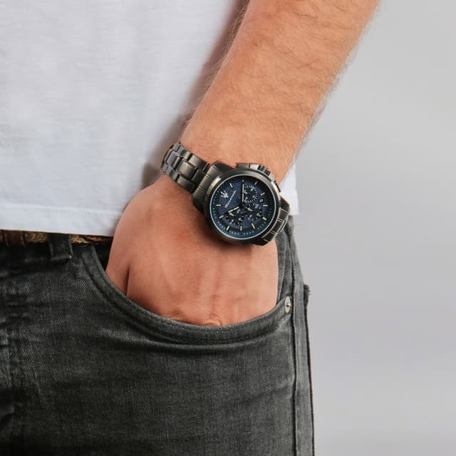 Maserati SUCCESSO Quartz men watch steel gun metal , Blue