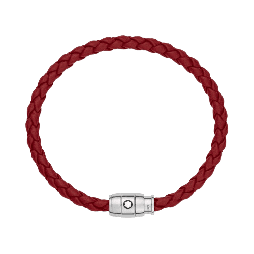 Montblanc Meisterstuck Red Leather Bracelet with Steel Rings Montblanc Meisterstuck Red Leather Bracelet with Steel Rings